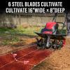 imageMZK 16Inch 135Amp Corded Electric TillerCultivator 8inch tillling Depth with Adjustable Wheels Foldable Electric Rototiller for LawnYardGarden Soil DiggingTC16A08Red