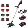 imageMZK 20V 12 Cordless String Trimmer Grass TrimmerampampEdger with 8 Replacement Spools Battery Powered Weed Trimmer with Auto Line Feed for Garden Lawn2  2AH Battery and Charger IncludedST12D07Red Black