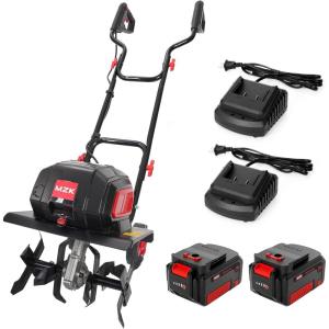 imageMZK 40V 12inch Cordless Garden Tiller 12In Width and 86In Depth Garden RototillerBattery Powered Garden Cultivator for LawnGardeningSoil Cultivation2  40Ah BatteryampampCharger IncludedTC12D02
