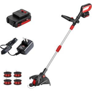 imageMZK 20V Cordless String Trimmer with 4 Replacement SpoolsBattery and Fast Charger Included