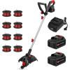 image:imageMZK 20V 12 Cordless String Trimmer Grass TrimmerampEdger with 8 Replacement Spools Battery Powered Weed Trimmer with Auto Line Feed for Garden Lawn2  2AH Battery and Charger IncludedST12D07Red Black