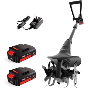 image:imageMZK 20V Cordless Tiller Cultivator with Steel Tines8inch Wide Battery Powered Garden Cultivator 360RPM Electric Mini Tiller for LawnGardeningSoil Cultivation2  2AH BatteryampCharger Included1 Battery