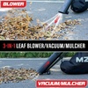 image:imageMZK 3in1 Electric Leaf Blower Vacuum Mulcher Corded  Blows vacuums and mulches leaves with 460 CFM airflow and 40L bag for gardens yards and walkwaysRed