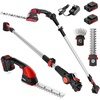 image:imageMZK 20V 2in1 Pole Hedge Trimmer amp Grass Shear 13Foot ReachRED