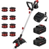 image:imageMZK 20V 12Inch Cordless Weed Wacker 8000 RPM 40Ah BatteryRed Black