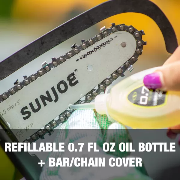 Sun Joe 24V-HCS-LTE-P1 24-Volt iON+ Cordless Mini Chainsaw, Green &amp; SWJ-OIL Premium Bar, Chain and Sprocket Oil, All Season Chainsaw Chain Lubrication, 1-Quart