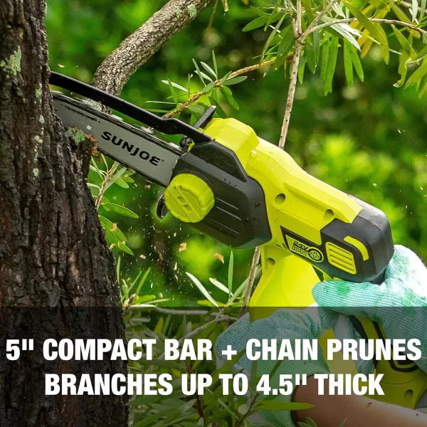 Sun Joe 24V-HCS-LTE-P1 24-Volt iON+ Cordless Mini Chainsaw, Green &amp; SWJ-OIL Premium Bar, Chain and Sprocket Oil, All Season Chainsaw Chain Lubrication, 1-Quart