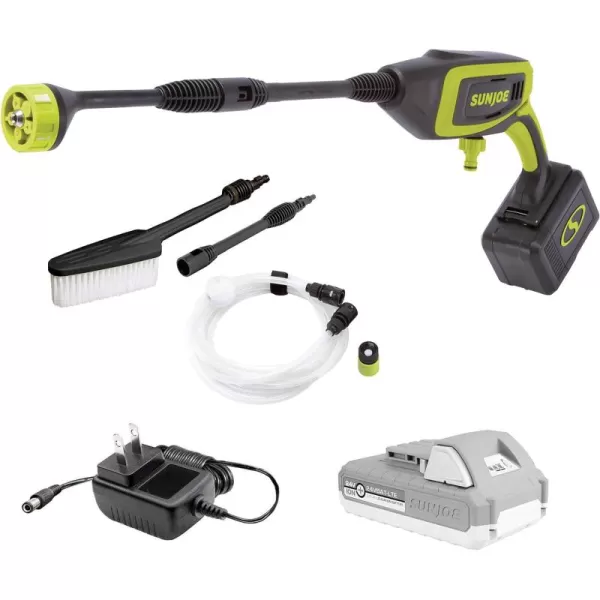 Sun Joe 24V-PP350-LTE-P1 24-Volt IONMAX Power Cleaner Kit, W/ 2.0-Ah Battery + Charger, Water Siphon Hose, Utility Brush, and more, Portable Cleaning On-The-Go)