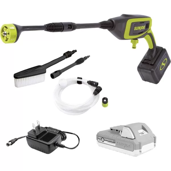 Sun Joe 24V-PP350-LTE-P1 24-Volt IONMAX Power Cleaner Kit, W/ 2.0-Ah Battery + Charger, Water Siphon Hose, Utility Brush, and more, Portable Cleaning On-The-Go)