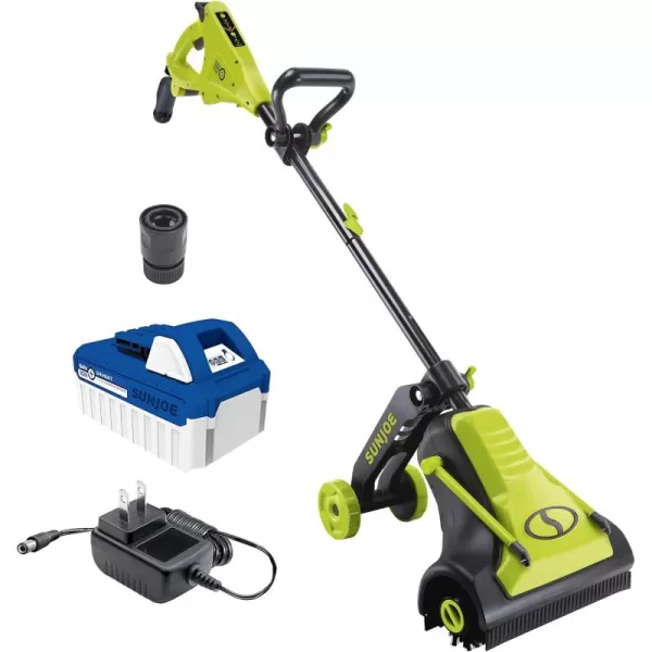 Sun Joe 24V-PSC 24-Volt IONMAX Cordless Surface &amp; Patio Cleaner Kit, Nylon Bristle Brushes, Dual Spray Nozzle, W/ 4.0-Ah Battery + Charger)