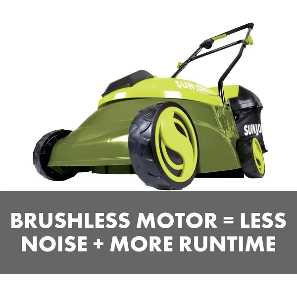 Sun Joe MJ401C-XR 14-Inch 28-Volt 5-Amp Cordless Lawn Mower w/Brushless Motor, 10.6-Gallon Detachable Collection Bag, Lightweight, Green