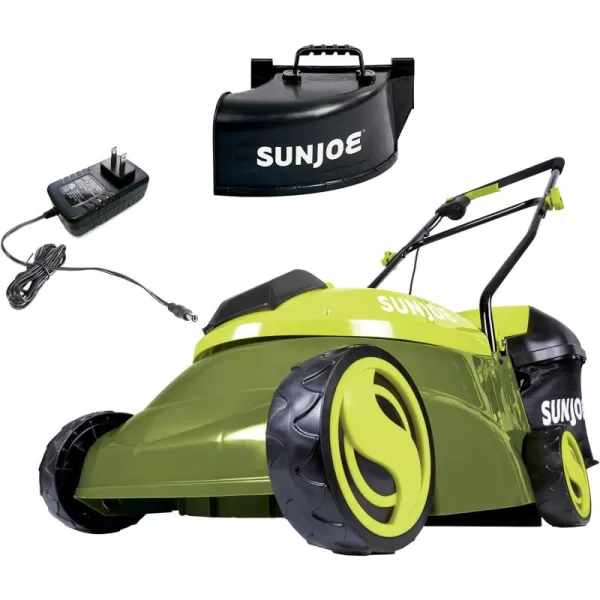 Sun Joe MJ401C-XR 14-Inch 28-Volt 5-Amp Cordless Lawn Mower w/Brushless Motor, 10.6-Gallon Detachable Collection Bag, Lightweight, Green