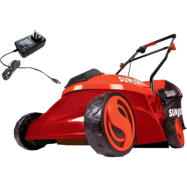 Sun Joe MJ401C-XR 14-Inch 28-Volt 5-Amp Cordless Lawn Mower w/Brushless Motor, 10.6-Gallon Detachable Collection Bag, Lightweight, Green