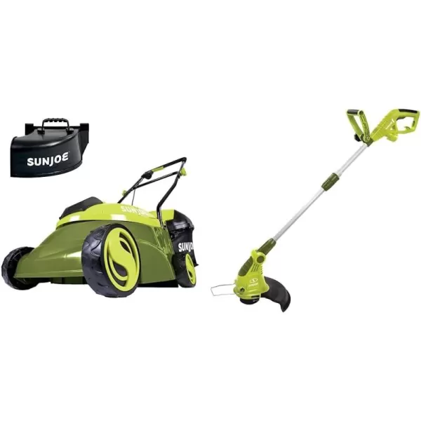 Sun Joe MJ401C-XR 14-Inch 28-Volt 5-Amp Cordless Lawn Mower w/Brushless Motor, 10.6-Gallon Detachable Collection Bag, Lightweight, Green