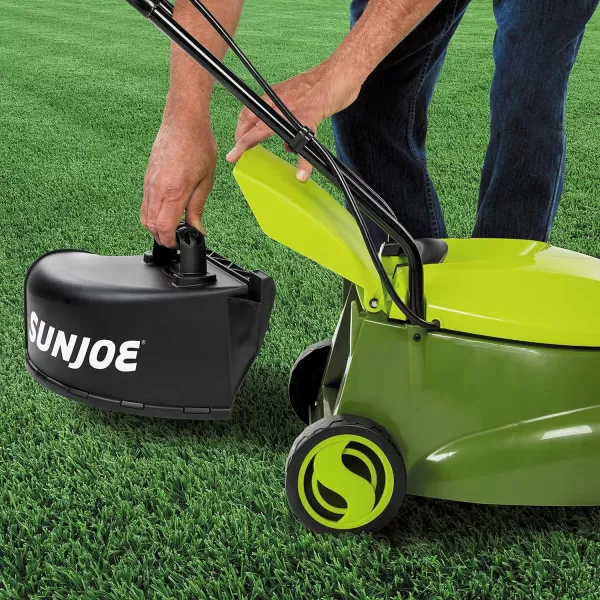 Sun Joe MJ401C-XR 14-Inch 28-Volt 5-Amp Cordless Lawn Mower w/Brushless Motor, 10.6-Gallon Detachable Collection Bag, Lightweight, Green