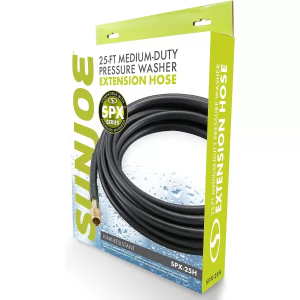 Sun Joe SPX-25HD 25-ft Universal Heavy-Duty Pressure Washer Extension Hose for SPX Series and Others, Black, Packaging may vary
