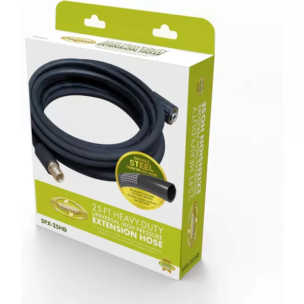 Sun Joe SPX-25HD 25-ft Universal Heavy-Duty Pressure Washer Extension Hose for SPX Series and Others, Black, Packaging may vary