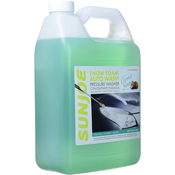 Sun Joe SPX-FCS1G-COC Premium Snow Foam Coconut Scent Car Wash Soap &amp; Cleaner, 1 Gallon)