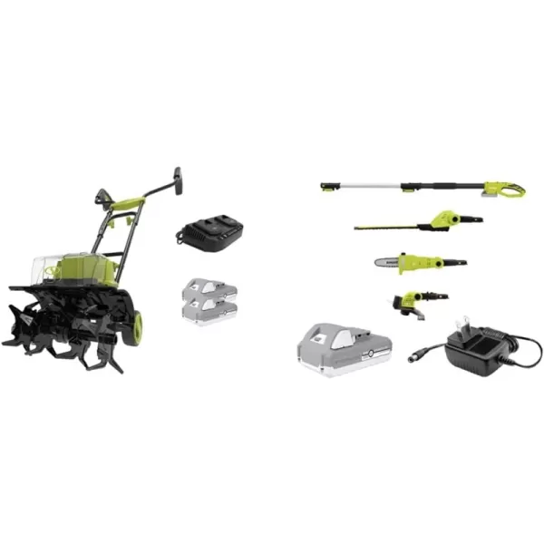 Kit (w/ (2x) 2.0-Ah Batteries + Charger) Tiller/Cultivator + Grass Trimmer Tiller + Cultivator, 14-Inch Tilling Width