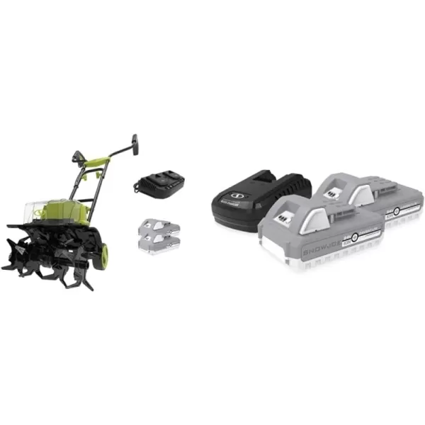 Kit (w/ (2x) 2.0-Ah Batteries + Charger) Tiller/Cultivator + Starter Kit Tiller + Cultivator, 14-Inch Tilling Width