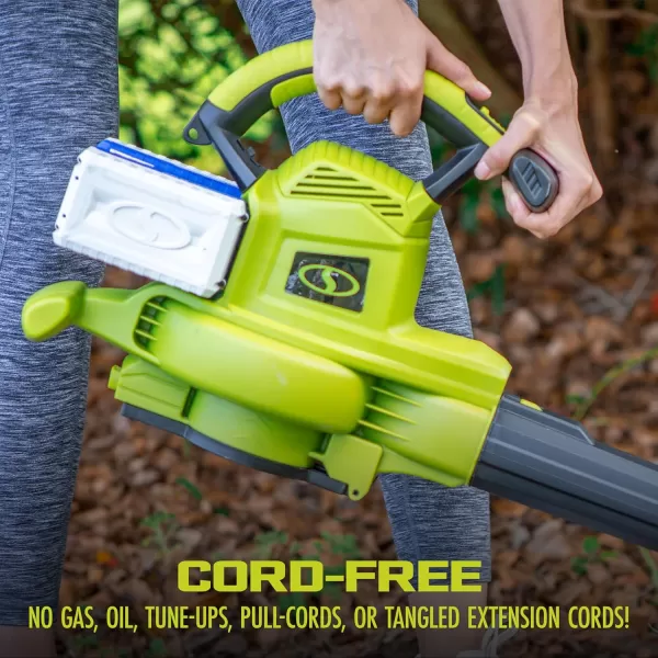 Sun Joe 24V-X2-BVM190 48-Volt IONMAX Cordless Leaf Blower Vacuum Mulcher Kit, 190-MPH, 340-CFM, w/ 2 x 4.0-Ah Batteries + Charger