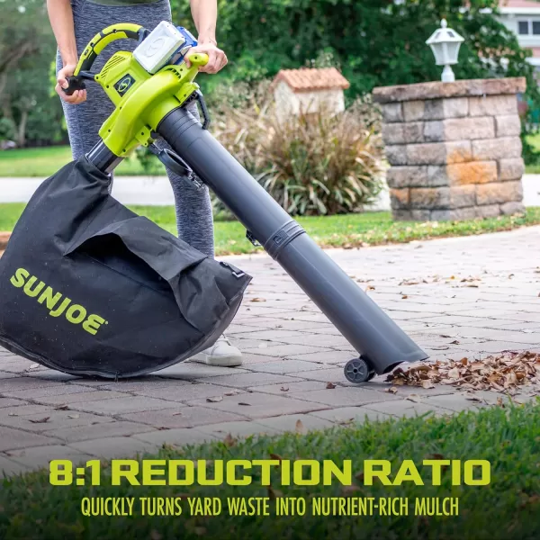 Sun Joe 24V-X2-BVM190 48-Volt IONMAX Cordless Leaf Blower Vacuum Mulcher Kit, 190-MPH, 340-CFM, w/ 2 x 4.0-Ah Batteries + Charger