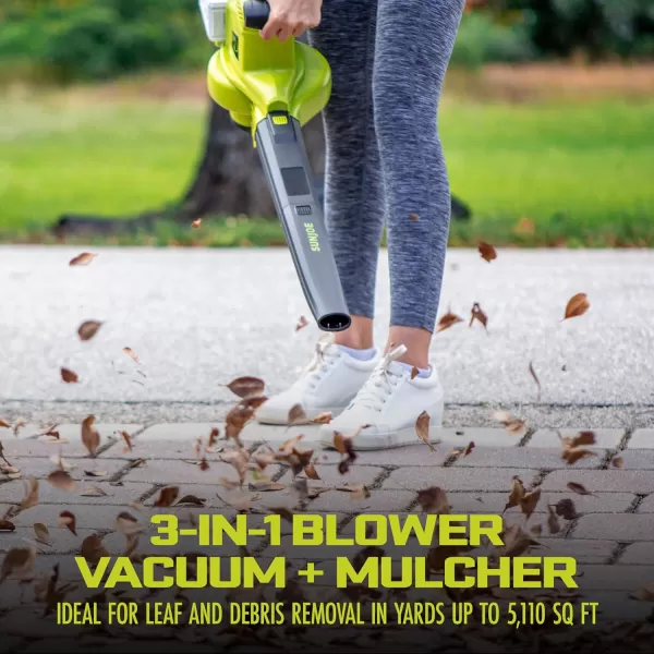 Sun Joe 24V-X2-BVM190 48-Volt IONMAX Cordless Leaf Blower Vacuum Mulcher Kit, 190-MPH, 340-CFM, w/ 2 x 4.0-Ah Batteries + Charger