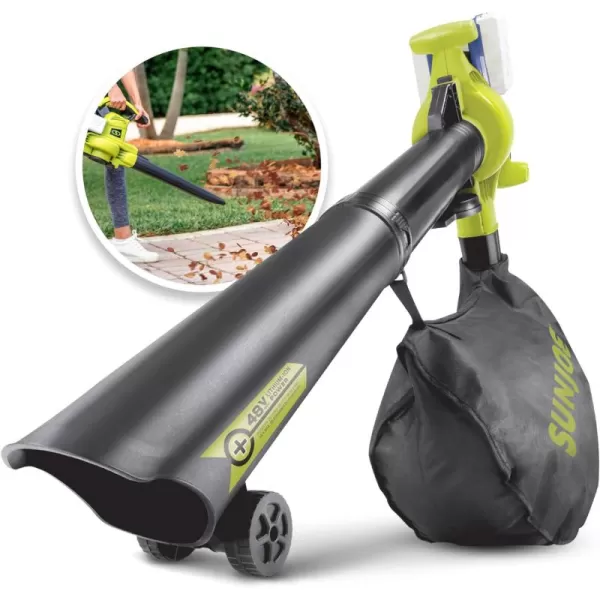 Sun Joe 24V-X2-BVM190 48-Volt IONMAX Cordless Leaf Blower Vacuum Mulcher Kit, 190-MPH, 340-CFM, w/ 2 x 4.0-Ah Batteries + Charger