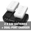 imageSun Joe 24VX2TLR14 48Volt iON Cordless Garden TillerCultivator Kit  W 2 x 20Ah Batteries and Charger