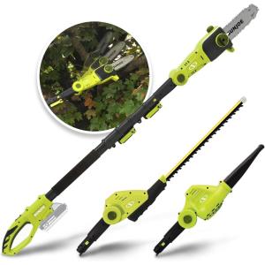 imageSun Joe 24VGTS4004XT 24V IONMAX BlowerHedge Trimmer ampamp 8in Pole Saw Kit w2x24V 20Ah Batt Charger ampamp PoleGTS4001C Kit w 20Ah Battery  Charger