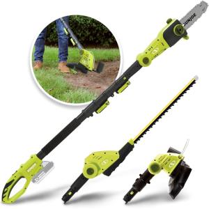 imageSun Joe 24VGTS4004XT 24V IONMAX BlowerHedge Trimmer ampamp 8in Pole Saw Kit w2x24V 20Ah Batt Charger ampamp PoleGTS4002C Kit w 20Ah Battery  Charger
