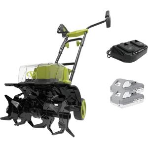 imageSun Joe 24VX2TLR14 48Volt iON Cordless Garden TillerCultivator Kit  W 2 x 20Ah Batteries and Charger