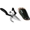 imageSenteibasami Carbon Steel PrunerSecateurs with Genuine Leather Holster ampamp NonSlip Grip Made in Japan by Nisaku for SunJoe