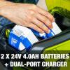 imageSun Joe 24VX217LM 48Volt 17Inch Mulching WalkBehind Lawn Mower w11Gallon Grass Catcher ampamp 6Position Height Adjustment Included Cordless Kit w 2x 40Ah Battery and ChargerKit w 2x 40Ah Battery and Charger