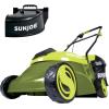 imageSun Joe MJ401CPRO 14Inch 28Volt Cordless Push Lawn Mower wRear Discharge Chute Pro Version14Inch  28Volt 4Amp Cordless wSide Discharge