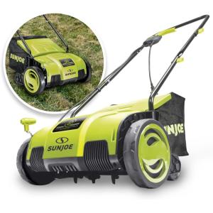 imageSun Joe AJ801E 12Amp Electric Dethatcher and Scarifier wRemoveable 8 Gal Collection Bag Height Adjustment ampamp Airboost Technology 13 Inch Black126Inch  12Amp Corded