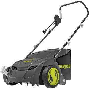 imageSun Joe AJ801E 12Amp Electric Dethatcher and Scarifier wRemoveable 8 Gal Collection Bag Height Adjustment ampamp Airboost Technology 13 Inch Black13Inch  12Amp Corded