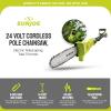 imageSun Joe 24V Cordless Pole Chainsaw Electric Telescoping Tree Trimmer Green 24VPS8LTECordless Pole Saw