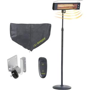 imageSun Joe SJPH1500E 5118 BTU Remote Controlled WaterResistant Electric IndoorOutdoor Patio Infrared Heater wWall Mount Bracket
