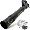 imageSun Joe Jet Leaf Blower with Cordless Compact Turbine ampamp Quick Charging IONMAX 24V Green  Portable BatteryPowered Electric Blower for Lawn Garden and Yard 24VTBLTEJet Blower  Kit w20Amp Battery and Charger