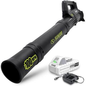 imageSun Joe Jet Leaf Blower with Cordless Compact Turbine ampamp Quick Charging IONMAX 24V Green  Portable BatteryPowered Electric Blower for Lawn Garden and Yard 24VTBLTEJet Blower  Kit w20Amp Battery and Charger