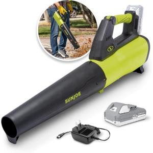 imageSun Joe 24VJBLTE 24Volt IONMAX Cordless Turbine Jet Blower Kit 350 CFM Max W 20Ah Battery  Charger