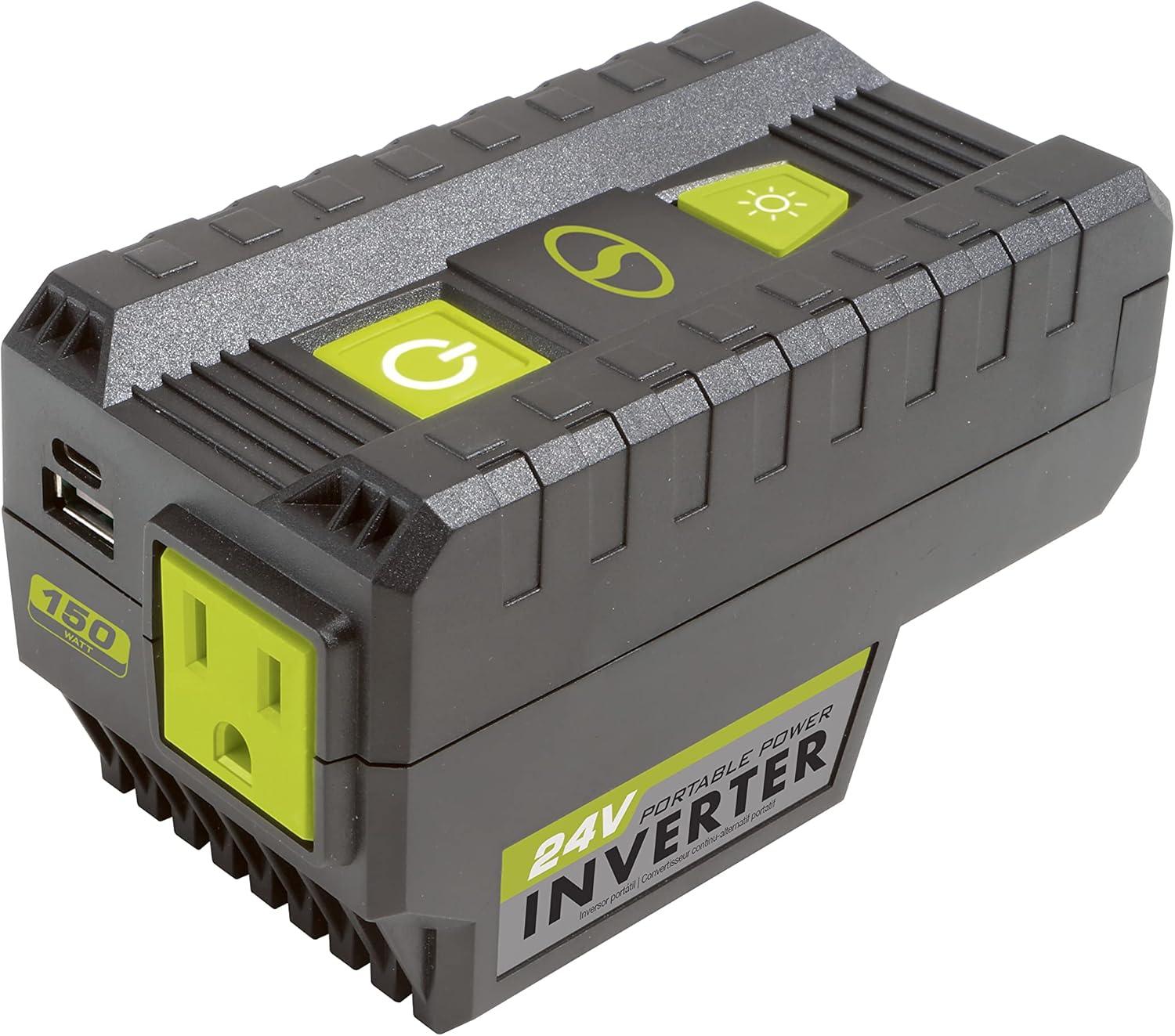imageSun Joe 24V150WICT 24Volt IONMAX Cordless Portable Powered Inverter wUSB Type AC AC Outlet ampamp LED Light 150Watt Tool Only