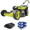 imageSun Joe 24VX216LM 48Volt IONMAX Cordless Brushless Lawn Mower Kit W 40Ah Battery  Dual Port Charger ampamp 12Gallon Collection Bag 16Inch Comfort Grip One Touch 6Position Height AdjustmentKit w 2x 40Ah Battery and Charger