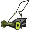 imageSun Joe Lawn Mower 16 Inch Manual Reel Push Behind Machine Outdoor Equipment with Removable Grass Catcher and Adjustable Cutting Height16 in