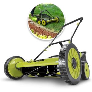 imageSun Joe MJ502M Reel Mower w 85Gallon 9Position Height Adjustment Foam Grip Compact Design Green 20Inch Manual wGrass Catcher20 in