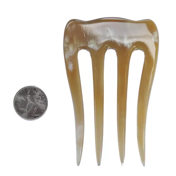 Marycrafts Buffalo Horn Hair Comb 4 Prongs Hair Fork Hair Pin Hair Accessories For WomenLight Color