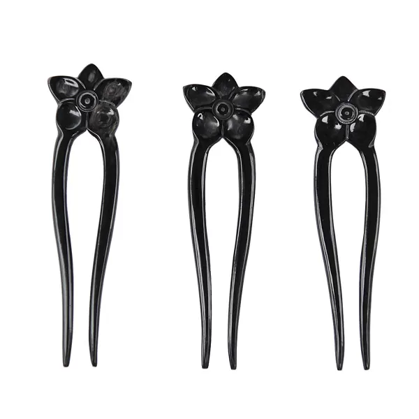 Marycrafts Handmade Flower Horn Hair Fork Hairpin Hair AccessoriesBlack