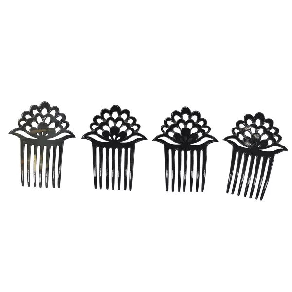 Marycrafts Lotus Flower Buffalo Horn 7 Prongs Hair Fork Hair Side Comb Hair Pin Hair AccessoryDark Shade