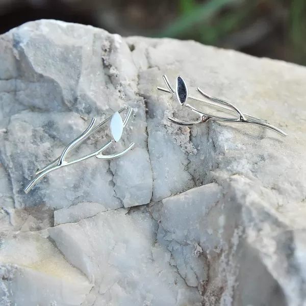 Marycrafts Sterling Silver Leaf Branch Ear Climber Ear Crawler EarringsMarycrafts Sterling Silver Leaf Branch Ear Climber Ear Crawler Earrings